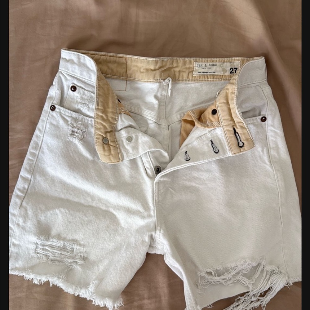 Rag & Bone White Denim Cut-Off Jean Shorts